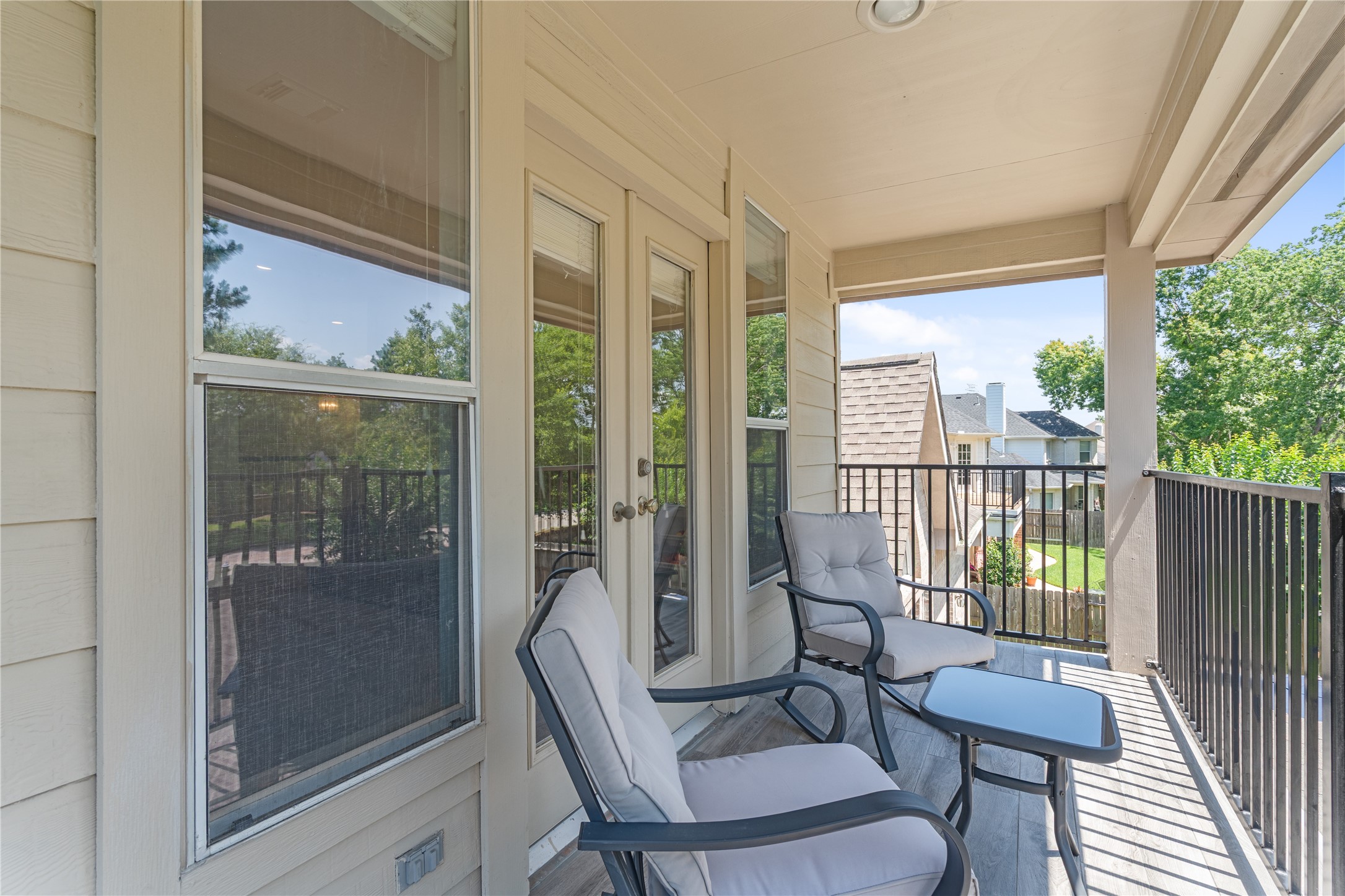 14718 Ramblebrook Humble, TX 77396 - Photo 17 of 38 Rare upstairs balcony overlooking the backyard and open rear setting.