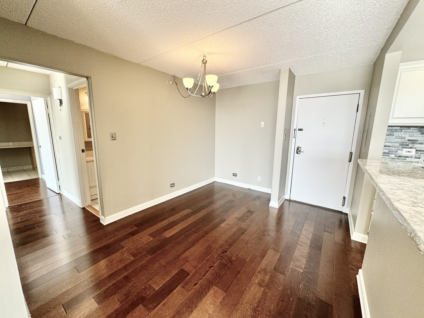 2015 South Finley Road, Unit 407 Lombard, IL 60148 - Photo 11 of 23 a view of a kitchen with wooden floor and a ceiling fan