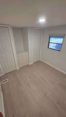 an empty room with a workbench