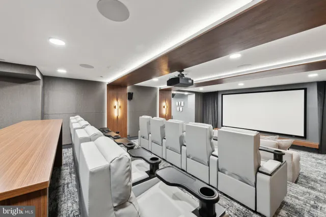 a front view of a building with large windows