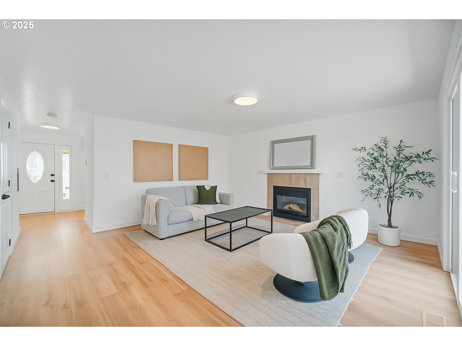 2952 Northwest Ogden Street Camas, WA 98607 - Photo 10 of 31 a living room with furniture a fireplace and a potted plant
