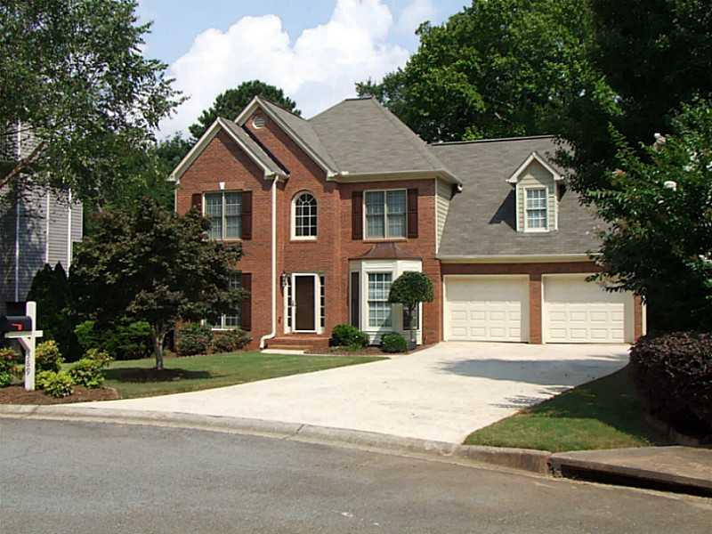 Exterior Front. Quiet culdesac lot with gorgeous brick and concrete siding facade.