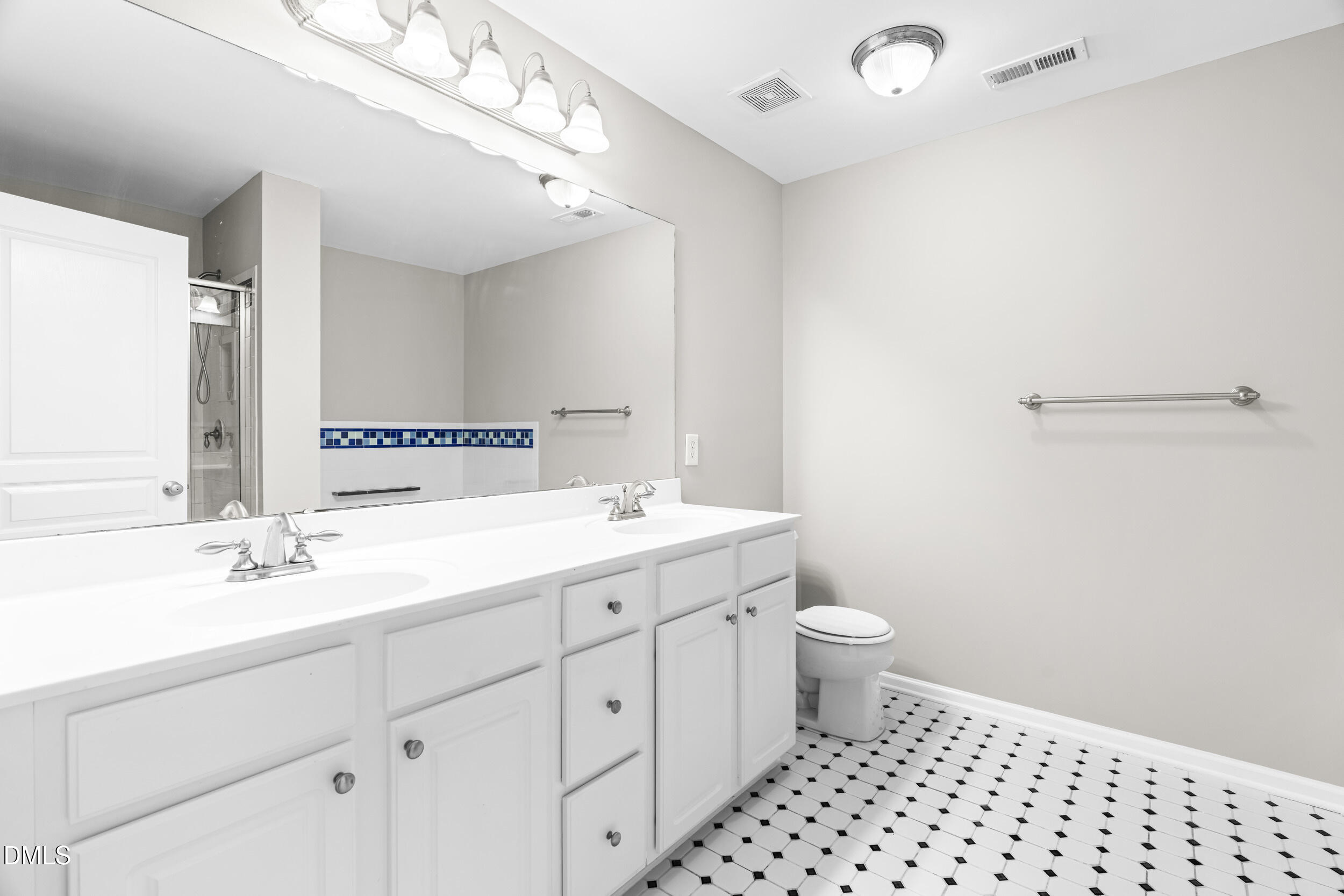 2636 Asher View Court Raleigh, NC 27606 - Photo 14 of 35 a bathroom with a double vanity sink mirror and toilet