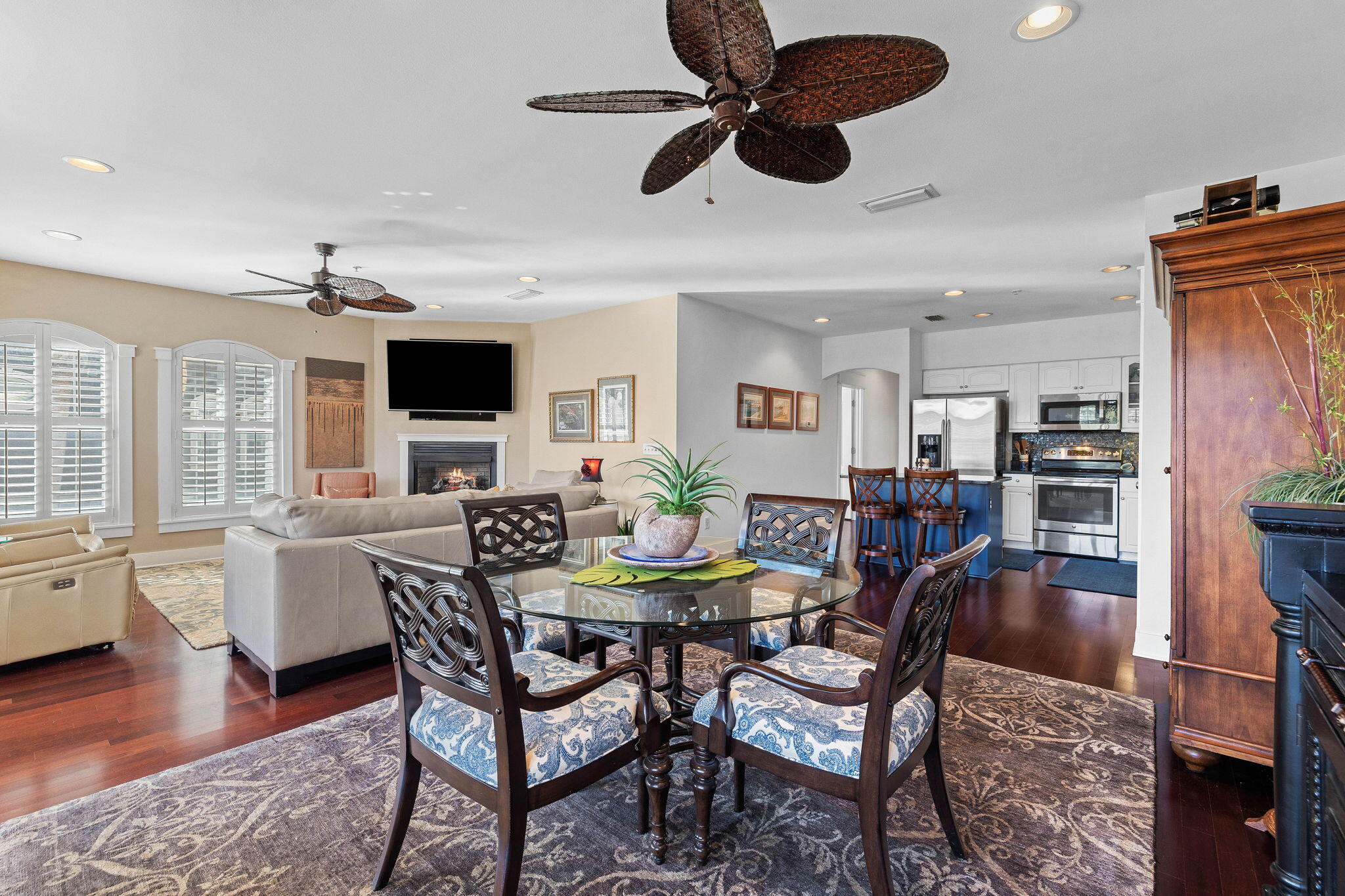 4545 East County Highway 30A, Unit B202 Santa Rosa Beach, FL 32459 - Photo 29 of 42 a view of a dining room with furniture and wooden floor