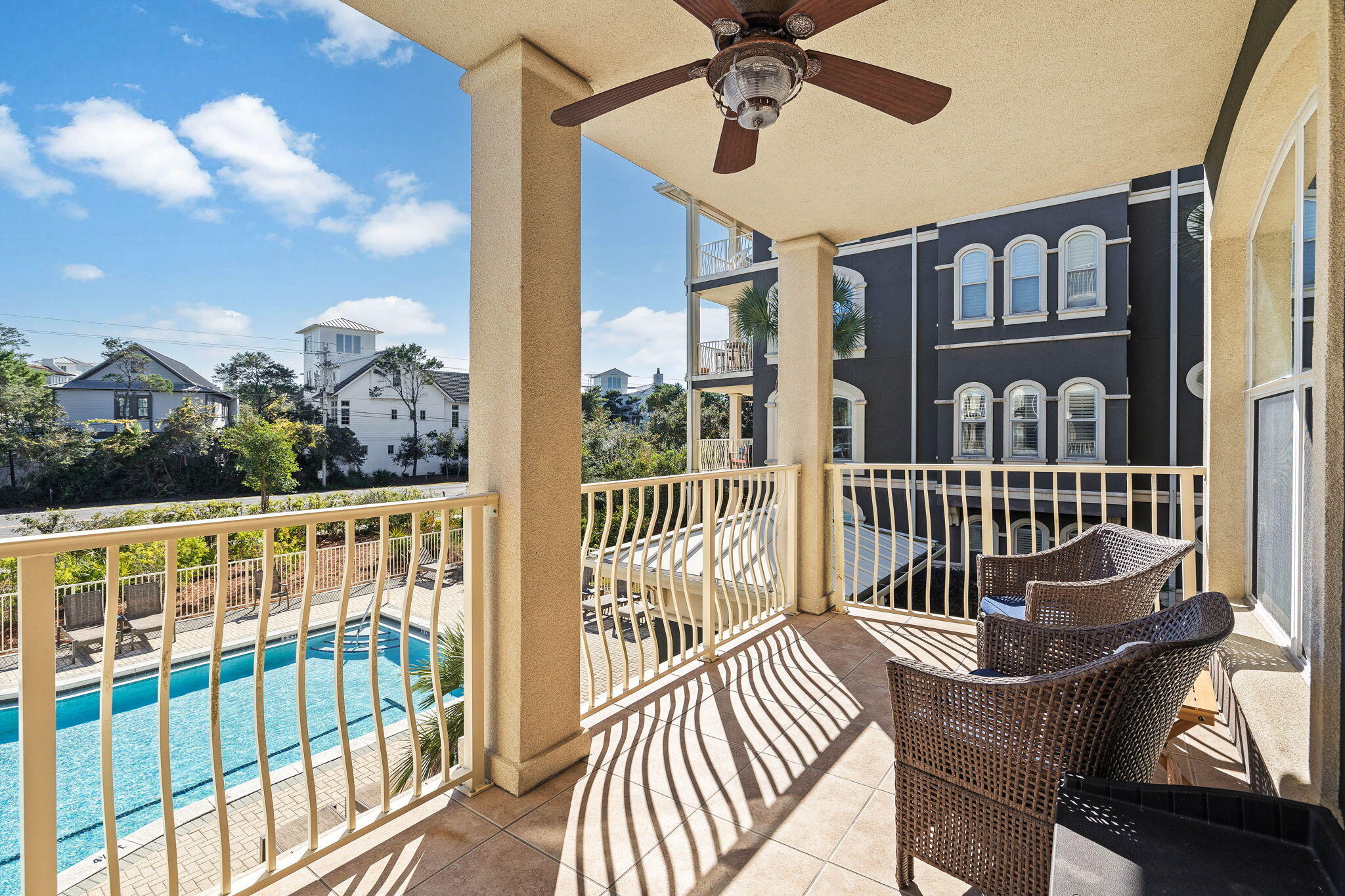 4545 East County Highway 30A, Unit B202 Santa Rosa Beach, FL 32459 - Photo 33 of 42 a view of a balcony with furniture