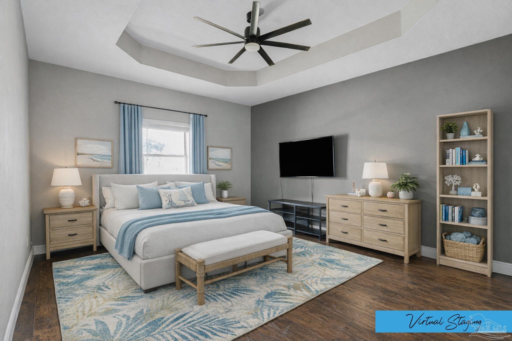 8855 Ridgebrook Court Pensacola, FL 32534 - Photo 18 of 37 a spacious bedroom with a bed and flat screen tv