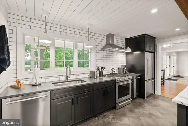 a living room with furniture