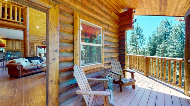 a view of a balcony with couch