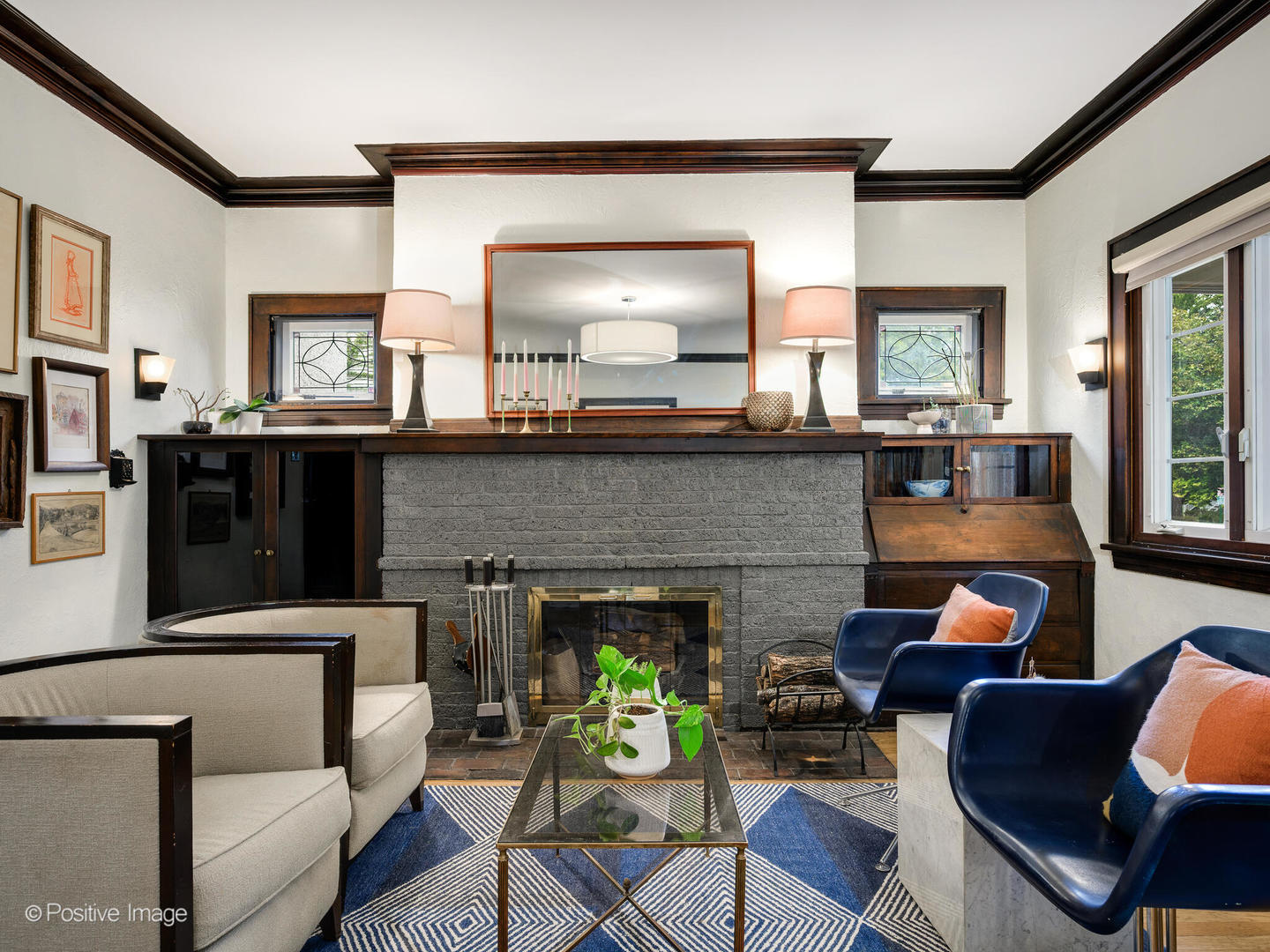 225 Clinton Avenue Oak Park, IL 60302 - Photo 3 of 37 a living room with furniture and a fireplace