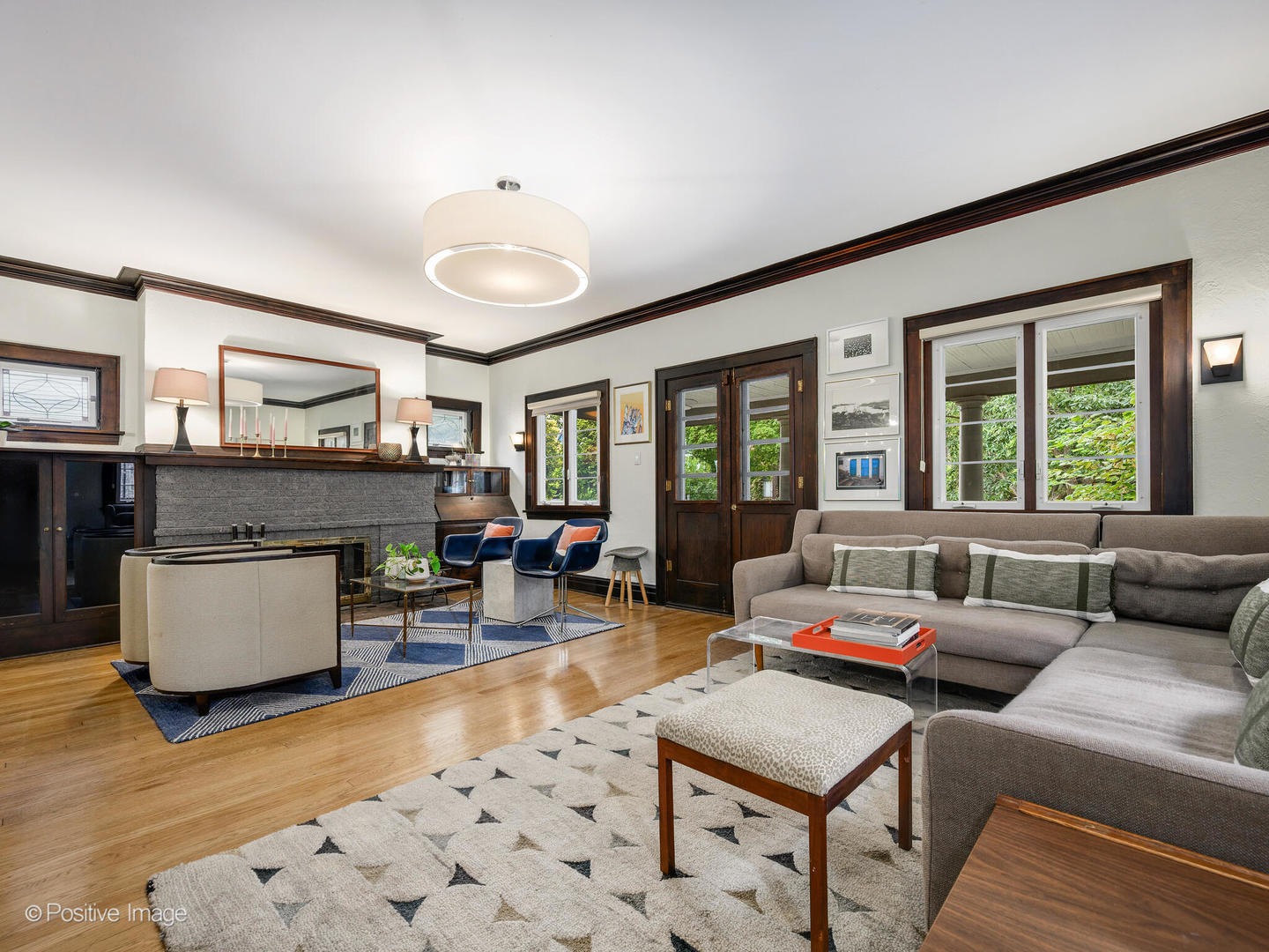 225 Clinton Avenue Oak Park, IL 60302 - Photo 4 of 37 a living room with furniture and a fireplace