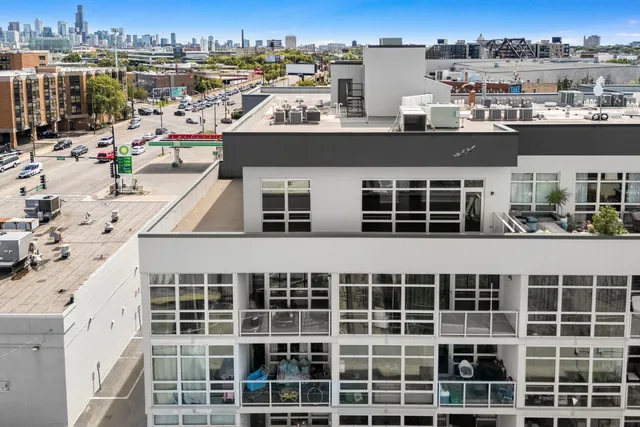 a view of a city that has tall buildings