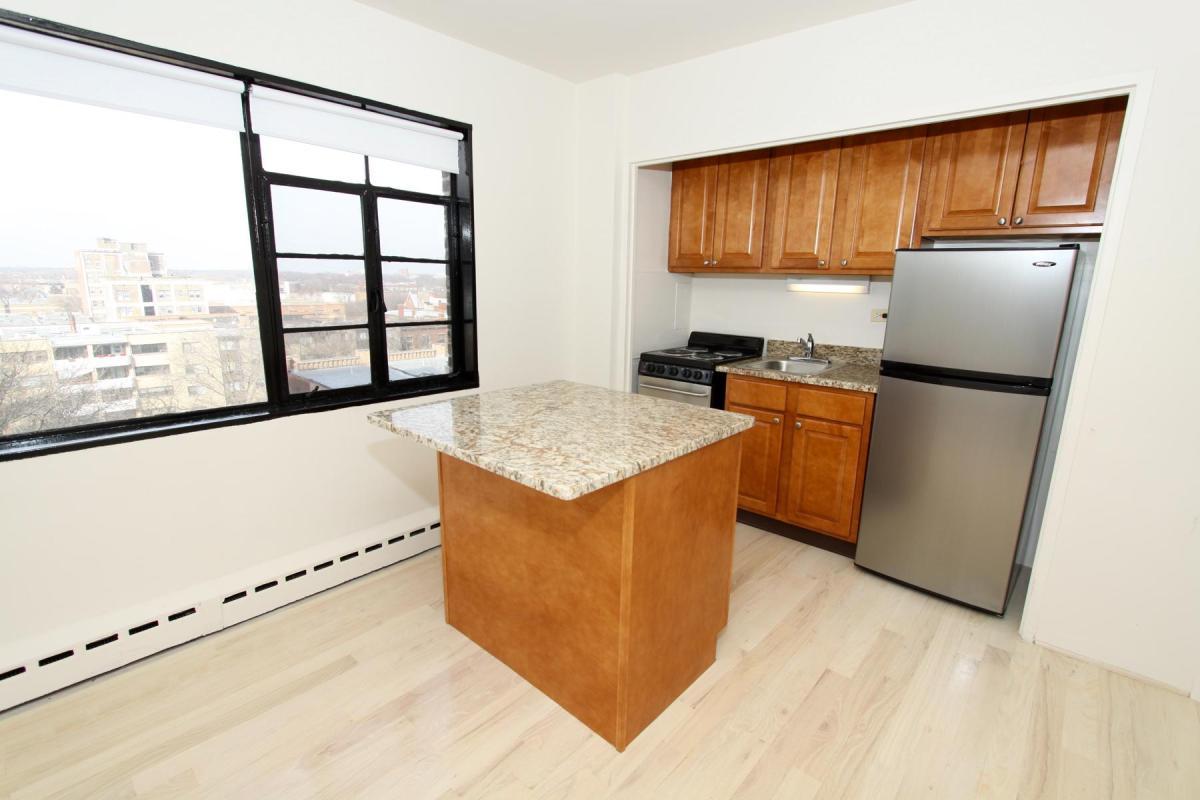 5630 North Sheridan Road, Unit 1205 Chicago, IL 60660 - Photo 5 of 7 a kitchen with stainless steel appliances granite countertop a refrigerator sink stove and a window