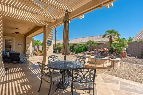 a view of an outdoor space with seating area