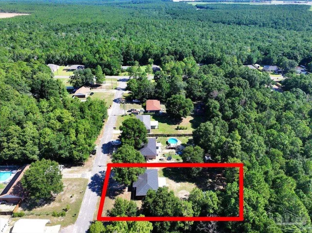an aerial view of a house