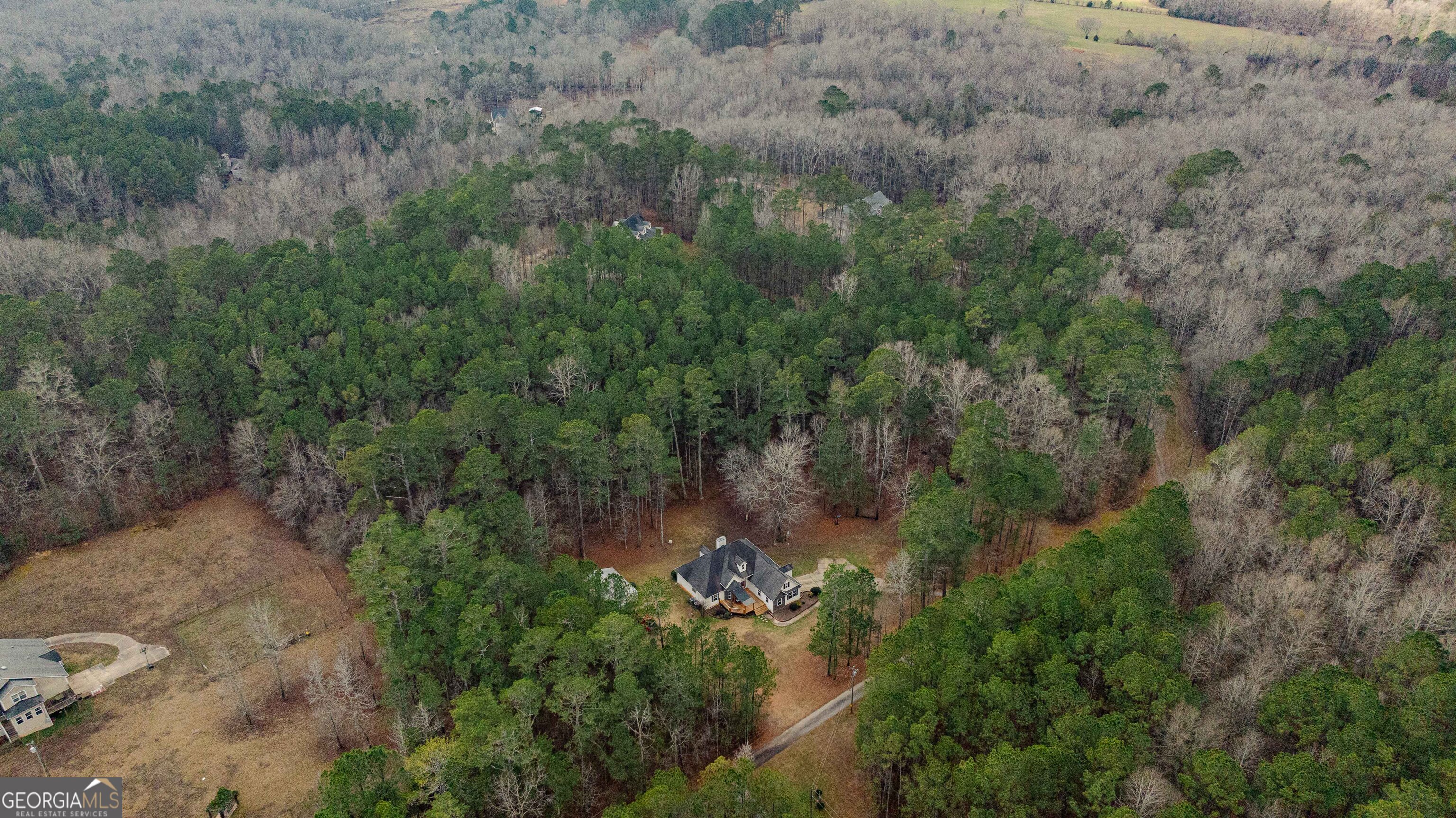 123 Rabbit Run Drive Meansville, GA 30256 - Photo 57 of 101 an aerial view of residential house with outdoor space and trees all around