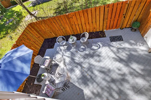 an empty room with sliding door