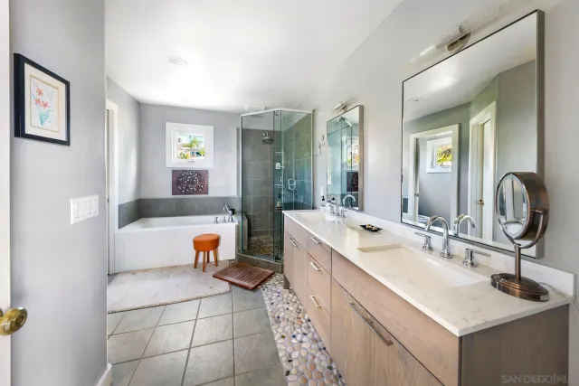 a bathroom with a sink double vanity