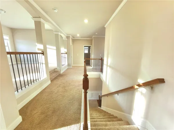 a view of a porch of a house