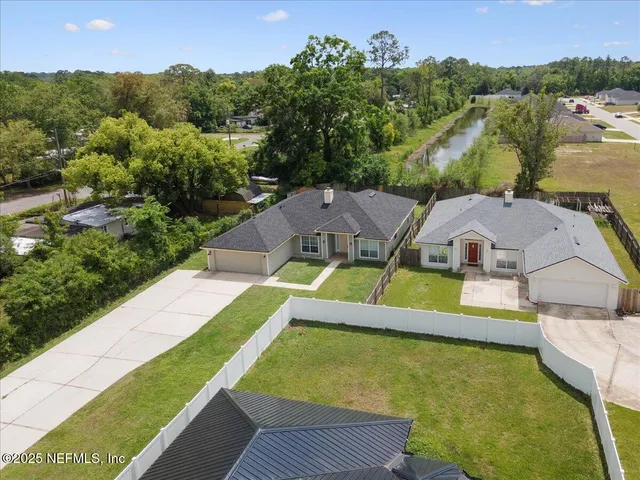 an aerial view of a house