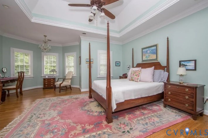1638 Fallen Timber Trail Powhatan, VA 23139 - Photo 22 of 53
spacious bedroom with tray ceiling, beautiful woo