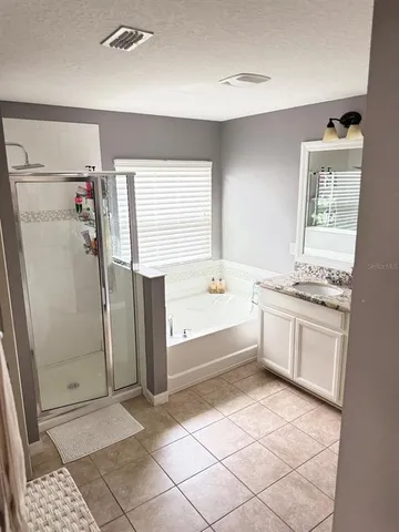 a bathroom with a tub a sink and a shower