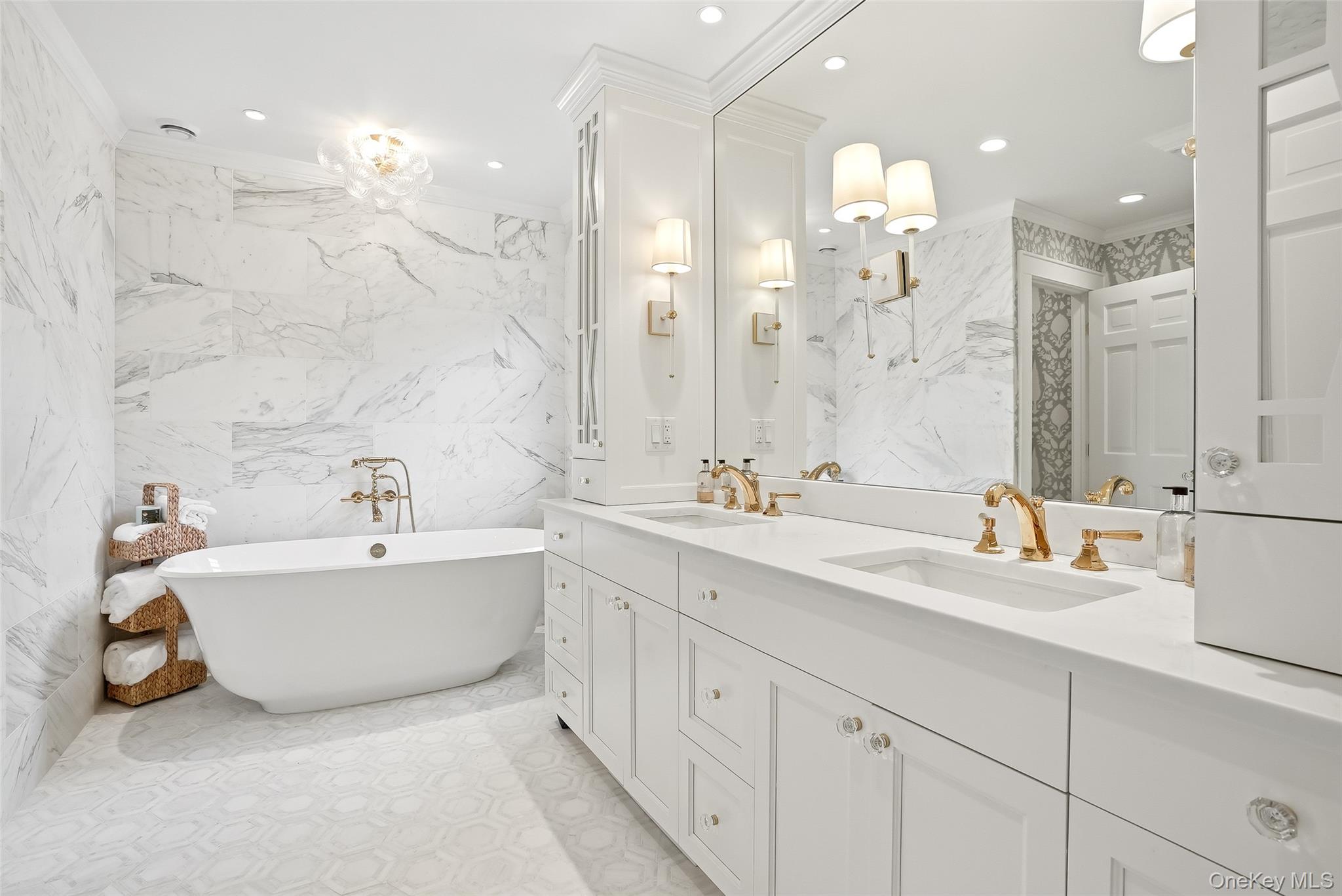 164 Julian Street Rye, NY 10580 - Photo 22 of 38 a bathroom with a tub a sink double vanity and mirror