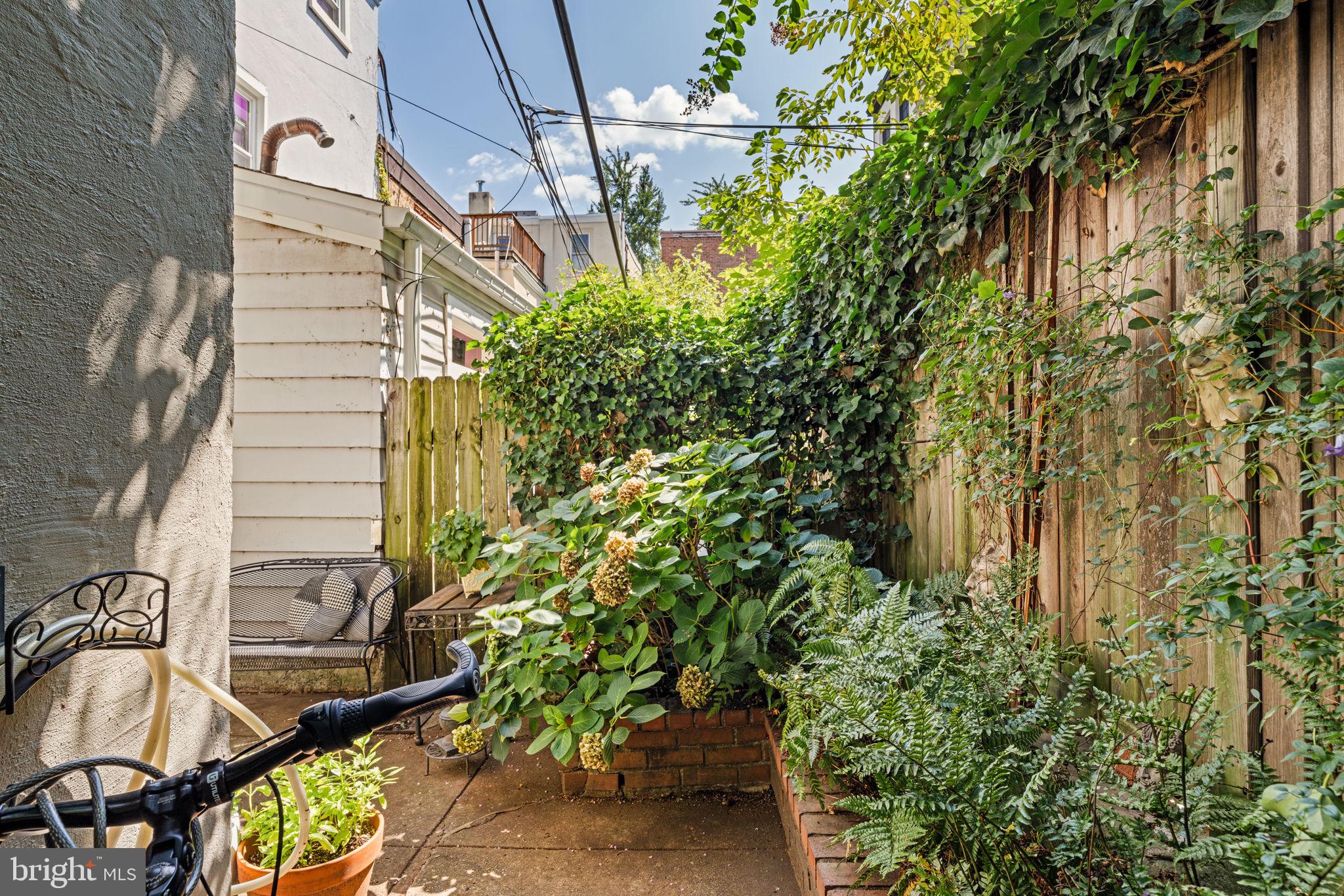 2410 Panama Street Philadelphia, PA 19103 - Photo 21 of 50 a backyard of a building with large trees and plants
