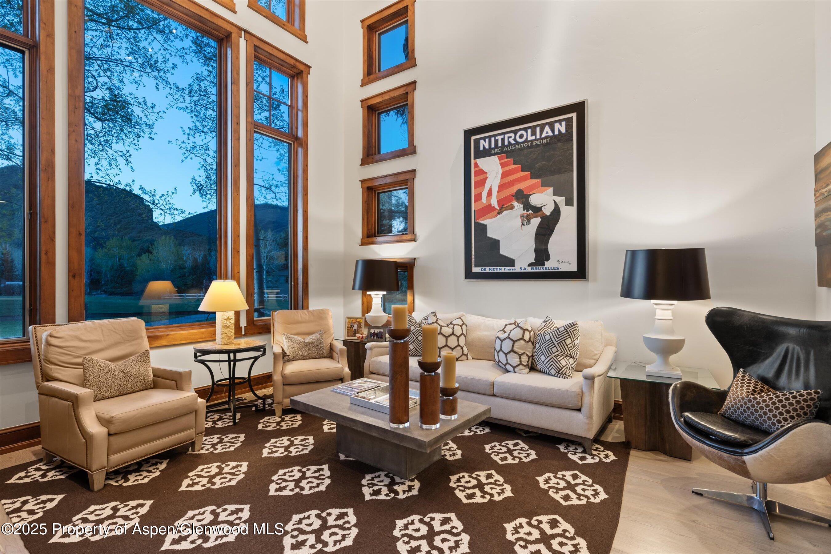 1430 Sierra Vista Drive Aspen, CO 81611 - Photo 3 of 57 a living room with furniture a rug and a painting on the wall