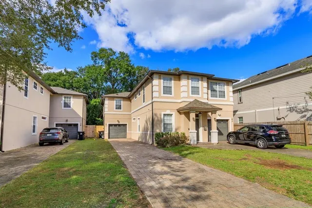 a car parked in front of a house