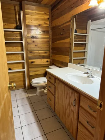a bathroom with a bathtub