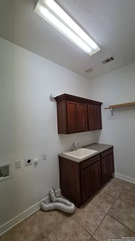 a area with cabinets