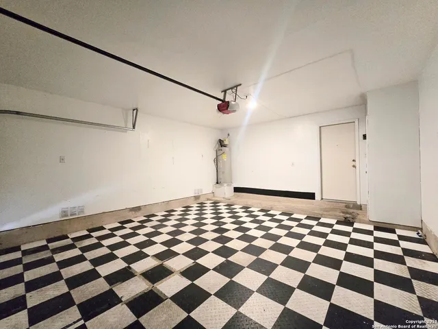 a black and white checkered floor