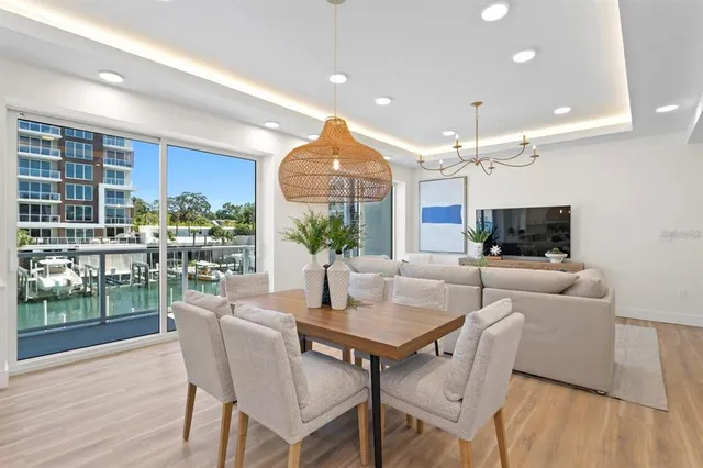 a view of a lake with a terrace