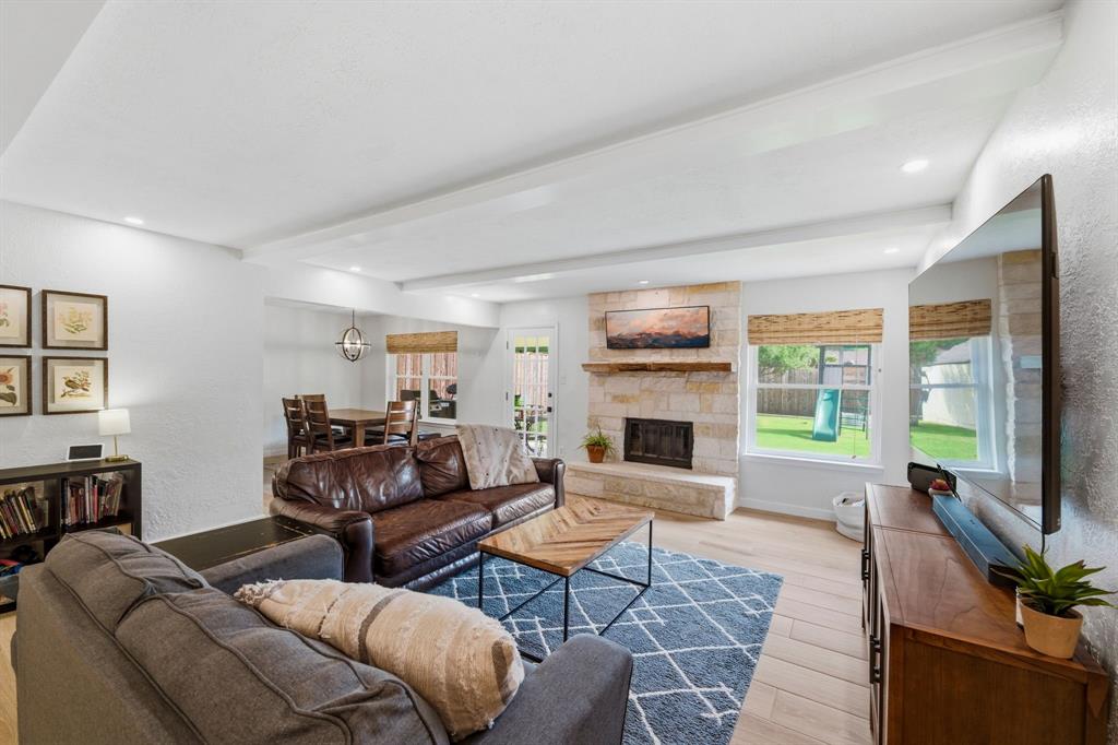 224 Overcrest Drive Benbrook, TX 76126 - Photo 5 of 39 a living room with furniture large window and a fireplace