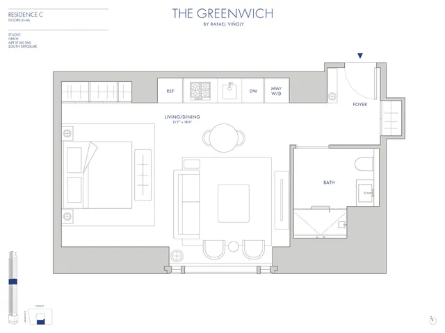 $1,360,000 | 125 Greenwich Street, Unit 62C | Financial District