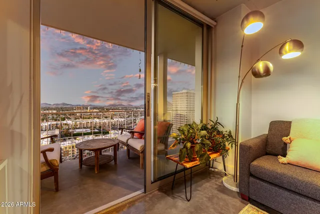 a living room with furniture