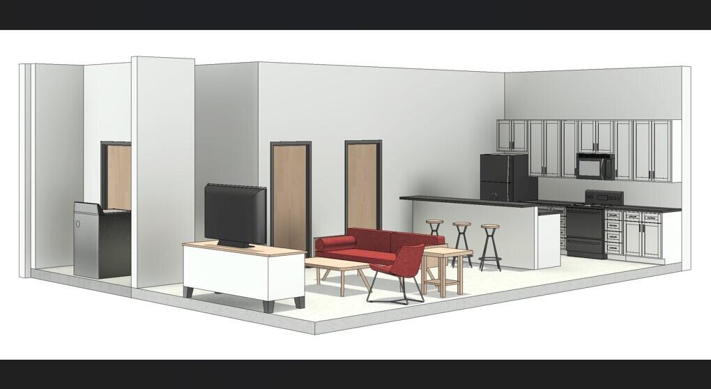 100 Marshall Way, Unit 101 Fieldale, VA 24089 - Photo 13 of 19 a kitchen with stainless steel appliances kitchen island granite countertop a refrigerator and microwave