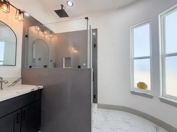 a bathroom with a shower