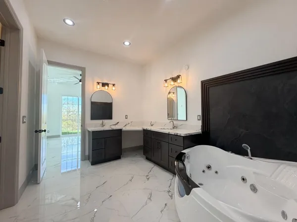 a bathroom with a shower and a toilet