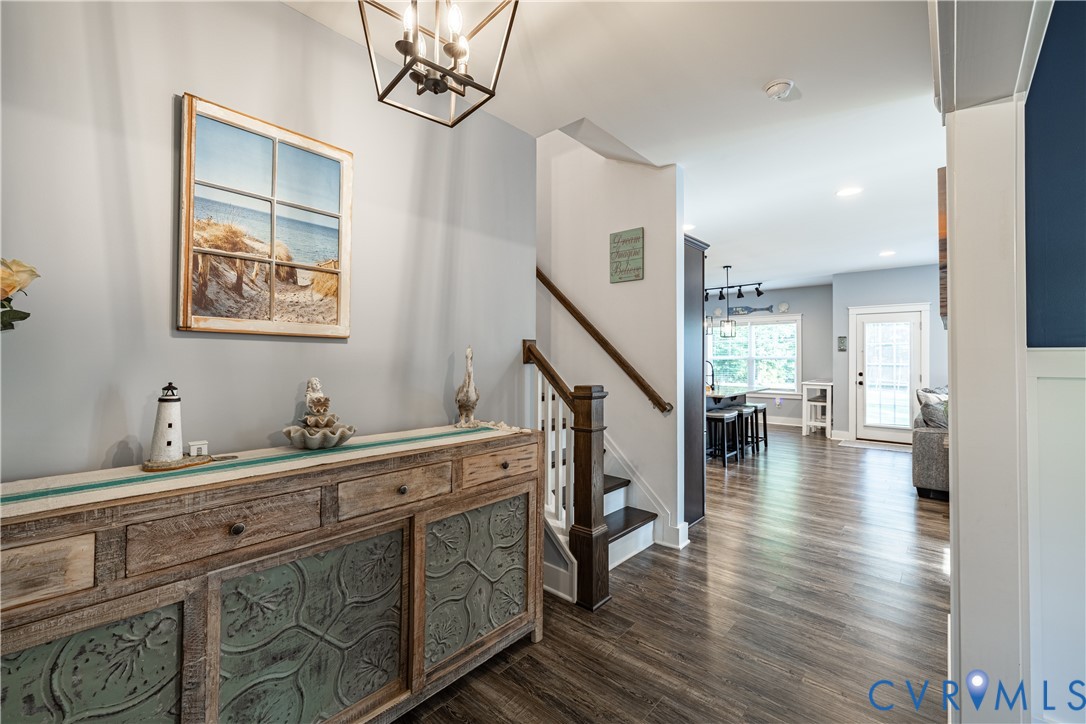 1471 Yakima Road Quinton, VA 23141 - Photo 5 of 39 Hall featuring a chandelier, dark wood-style floor