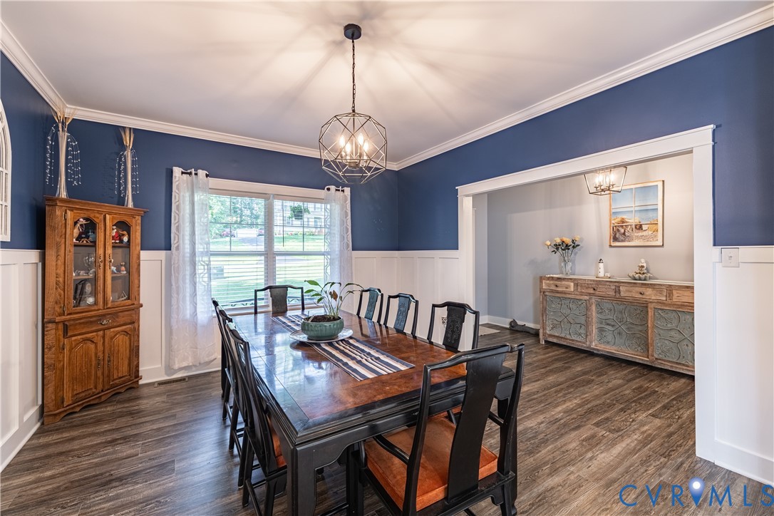 1471 Yakima Road Quinton, VA 23141 - Photo 7 of 39 Dining room featuring a chandelier, ornamental mol