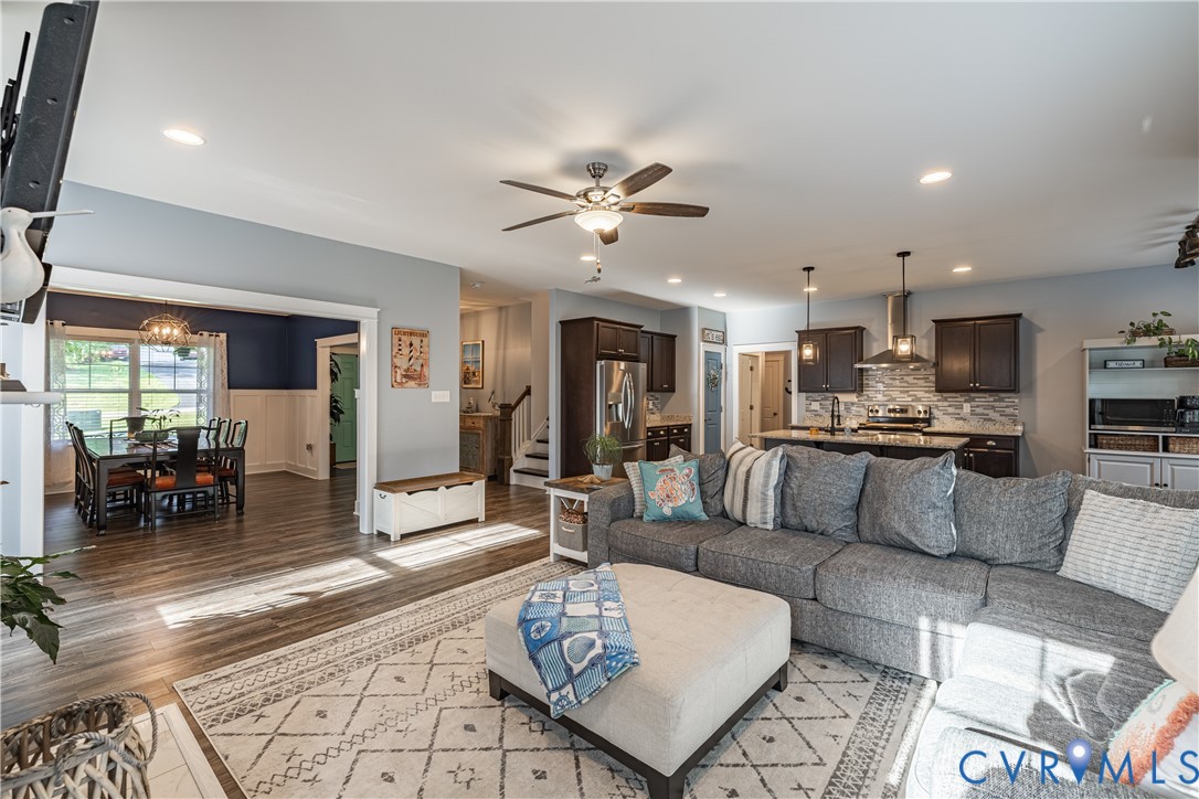 1471 Yakima Road Quinton, VA 23141 - Photo 10 of 39 Living area featuring a ceiling fan, stairway, rec