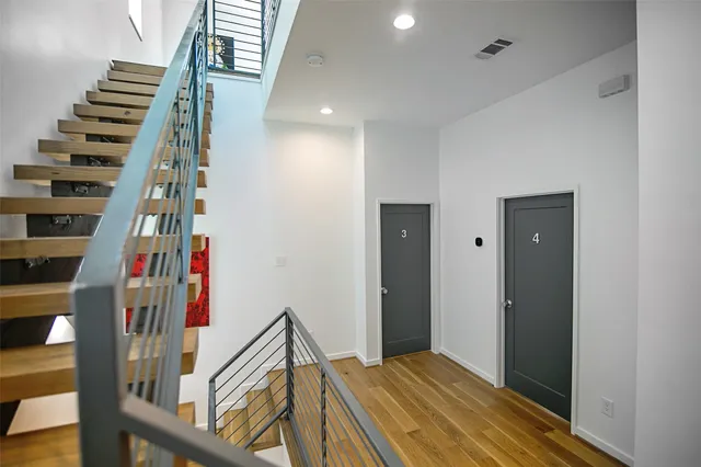 a view of entryway with wooden floor