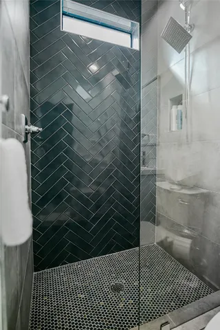 a bathroom with a shower