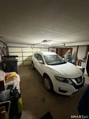 a car parked in a garage