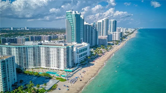 a front view of a multi story building