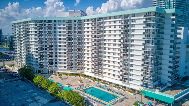 a view of a building with an outdoor space