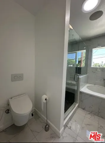 a bathroom with a bathtub