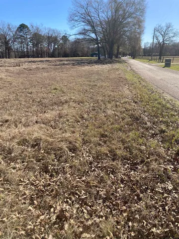 a view of open space with a building in the background
