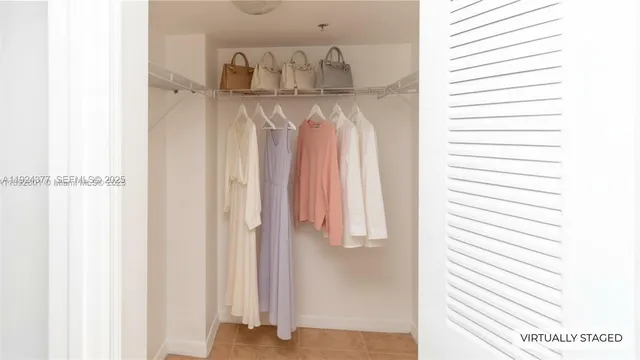 a close view of walk in closet